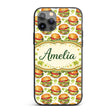 Watercolor Fresh Burger Seamless Pattern White Custom Name Protective Phone Case Mobile Cover Durable Everyday Smartphone Shock Resistant