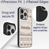 Neutral Beige Knitted Nordic Winter Fair Isle Custom Name Protective Phone Case Mobile Cover Durable Everyday Smartphone Shock Resistant
