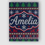 Personalised Name Blue Red Christmas Custom Premium Decorative Design Modern Room Accent Canvas Wall Art Print Decor Picture Ready to Hang