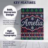 Personalised Name Blue Red Christmas Custom Premium Decorative Design Modern Room Accent Canvas Wall Art Print Decor Picture Ready to Hang