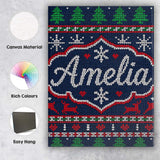 Personalised Name Blue Red Christmas Custom Premium Decorative Design Modern Room Accent Canvas Wall Art Print Decor Picture Ready to Hang