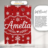 Red White Christmas Tree Snowflake Knit Seamless Pattern Lovely  Personalised Custom Name Super Soft Fleece Blanket Bed Sofa Throw