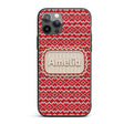 Classic Red Nordic Knit Heart Fair Isle Seamless Custom Name Protective Phone Case Mobile Cover Durable Everyday Smartphone Shock Resistant