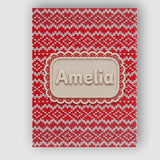 Personalised Name Classic Red Nordic Knit Custom  Unique Gift Idea Elegant Feature Canvas Wall Art Print Decor Picture Ready to Hang