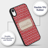 Classic Red Nordic Knit Heart Fair Isle Seamless Custom Name Protective Phone Case Mobile Cover Durable Everyday Smartphone Shock Resistant