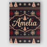 Personalised Name Black Red Nordic Christmas Custom Bespoke  Contemporary Display Canvas Wall Art Print Decor Picture Ready to Hang