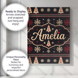 Personalised Name Black Red Nordic Christmas Custom Bespoke  Contemporary Display Canvas Wall Art Print Decor Picture Ready to Hang