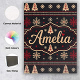 Personalised Name Black Red Nordic Christmas Custom Bespoke  Contemporary Display Canvas Wall Art Print Decor Picture Ready to Hang