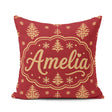 Custom Name Festive Gold Christmas Tree Snowflake Knit Seamless Square Filled Cushion Throw Pillow Sofa Bed Home Decor Zip Washable UK Made