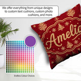 Custom Name Festive Gold Christmas Tree Snowflake Knit Seamless Square Filled Cushion Throw Pillow Sofa Bed Home Decor Zip Washable UK Made