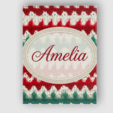 Personalised Name Rustic Red Green Watercolor Custom Unique Gift Idea Modern Room Accent Canvas Wall Art Print Decor Picture Ready to Hang