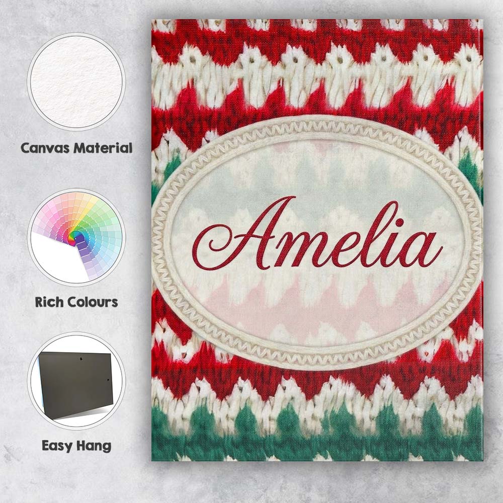 Personalised Name Rustic Red Green Watercolor Custom Unique Gift Idea Modern Room Accent Canvas Wall Art Print Decor Picture Ready to Hang