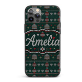 Green Christmas Ornament Tree Knitted Seamless Custom Name Protective Phone Case Mobile Cover Durable Everyday Smartphone Shock Resistant