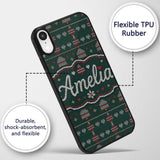 Green Christmas Ornament Tree Knitted Seamless Custom Name Protective Phone Case Mobile Cover Durable Everyday Smartphone Shock Resistant