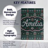 Personalised Name Green Christmas Ornament Custom  Unique Gift Idea Elegant Feature Canvas Wall Art Print Decor Picture Ready to Hang