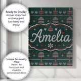 Personalised Name Green Christmas Ornament Custom  Unique Gift Idea Elegant Feature Canvas Wall Art Print Decor Picture Ready to Hang