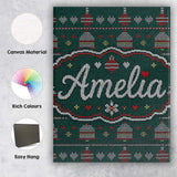 Personalised Name Green Christmas Ornament Custom  Unique Gift Idea Elegant Feature Canvas Wall Art Print Decor Picture Ready to Hang