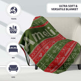 Green Red Nordic Christmas Tree Snowflake Fair Isle Seamless Pattern  Personalised Custom Name Super Soft Fleece Blanket Bed Sofa Throw
