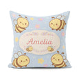 Custom Name Cute Bee Flower Cartoon Animal Pattern Everyday Square Filled Cushion Throw Pillow Sofa Bed Home Decor Zip Washable UK Made