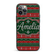 Red Green Nordic Christmas Ornament Tree Heart Custom Name Protective Phone Case Mobile Cover Durable Everyday Smartphone Shock Resistant