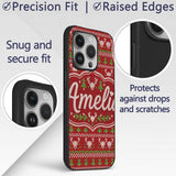 Red Green Cute Christmas Tree Heart Knit Seamless Custom Name Protective Phone Case Mobile Cover Durable Everyday Smartphone Shock Resistant