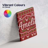 Personalised Name Red Green Cute Christmas Custom  Unique Gift Idea Elegant Feature Canvas Wall Art Print Decor Picture Ready to Hang