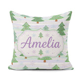 Custom Name Pastel Christmas Snowflake Winter Landscape Seamless Square Filled Cushion Throw Pillow Sofa Bed Home Decor Zip Washable UK Made