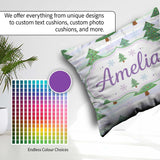 Custom Name Pastel Christmas Snowflake Winter Landscape Seamless Square Filled Cushion Throw Pillow Sofa Bed Home Decor Zip Washable UK Made
