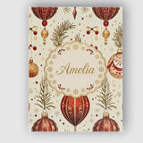 Personalised Name Elegant Red Gold Christmas Custom Bespoke  Contemporary Display Canvas Wall Art Print Decor Picture Ready to Hang