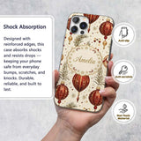 Elegant Red Gold Christmas Baubles Pine Branch Custom Name Protective Phone Case Mobile Cover Durable Everyday Smartphone Shock Resistant