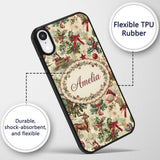 Classic Vintage Christmas Toys Tree Santa Festive Custom Name Protective Phone Case Mobile Cover Durable Everyday Smartphone Shock Resistant