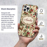 Classic Vintage Christmas Toys Tree Santa Festive Custom Name Protective Phone Case Mobile Cover Durable Everyday Smartphone Shock Resistant