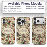 Classic Vintage Christmas Toys Tree Santa Festive Custom Name Protective Phone Case Mobile Cover Durable Everyday Smartphone Shock Resistant