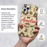 Rustic Christmas Wreath Bell Ornament Holiday Custom Name Protective Phone Case Mobile Cover Durable Everyday Smartphone Shock Resistant