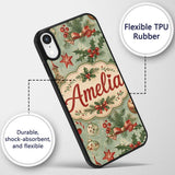 Christmas Ornament Holly Snowman Festive Seamless Custom Name Protective Phone Case Mobile Cover Durable Everyday Smartphone Shock Resistant