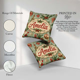 Custom Name Christmas Ornament Snowman Festive Seamless Pattern Square Filled Cushion Throw Pillow Sofa Bed Home Decor Zip Washable UK Made