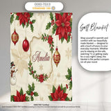 Vintage Christmas Floral Holly Ornament Festive Seamless Pattern  Personalised Custom Name Super Soft Fleece Blanket Bed Sofa Throw