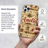 Vintage Christmas Children Tree Holiday Festive Custom Name Protective Phone Case Mobile Cover Durable Everyday Smartphone Shock Resistant