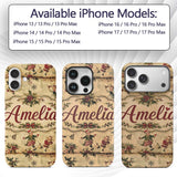 Vintage Christmas Children Tree Holiday Festive Custom Name Protective Phone Case Mobile Cover Durable Everyday Smartphone Shock Resistant