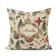 Custom Name Christmas Ornament Star Pine Branch Festive Seamless Square Filled Cushion Throw Pillow Sofa Bed Home Decor Zip Washable UK Made