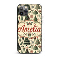 Festive Christmas Tree Gift Ornament Holiday Custom Name Protective Phone Case Mobile Cover Durable Everyday Smartphone Shock Resistant
