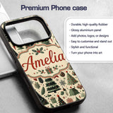 Festive Christmas Tree Gift Ornament Holiday Custom Name Protective Phone Case Mobile Cover Durable Everyday Smartphone Shock Resistant