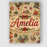 Personalised Name Classic Christmas Santa Custom  Unique Gift Idea Elegant Feature Canvas Wall Art Print Decor Picture Ready to Hang