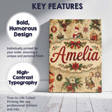 Personalised Name Classic Christmas Santa Custom  Unique Gift Idea Elegant Feature Canvas Wall Art Print Decor Picture Ready to Hang