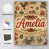 Personalised Name Classic Christmas Santa Custom  Unique Gift Idea Elegant Feature Canvas Wall Art Print Decor Picture Ready to Hang