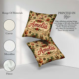 Custom Name Classic Christmas Santa Gift Holly Snowflake Pattern Square Filled Cushion Throw Pillow Sofa Bed Home Decor Zip Washable UK Made