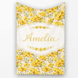 Yellow Poppy Floral Seamless Pattern Botanical Garden Design Lovely  Personalised Custom Name Super Soft Fleece Blanket Bed Sofa Throw