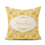 Custom Name Yellow Poppy Floral Seamless Botanical Garden Design Square Filled Cushion Throw Pillow Sofa Bed Home Decor Zip Washable UK Made