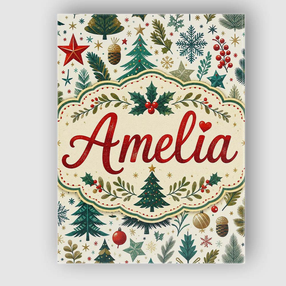 Personalised Name Scandinavian Christmas Custom  Unique Gift Idea Elegant Feature Canvas Wall Art Print Decor Picture Ready to Hang