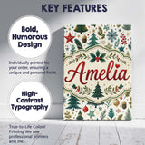 Personalised Name Scandinavian Christmas Custom  Unique Gift Idea Elegant Feature Canvas Wall Art Print Decor Picture Ready to Hang